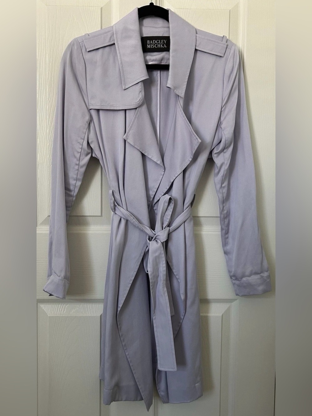 Badgley Mischka Light Lavender Trench Coat